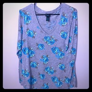 3/$20 Gray & teal long sleeve